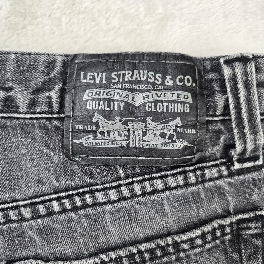 VTG Levis 527 Low Bootcut Jeans Mens 34x32 Faded Black Gray Denim Whiskers Y2K